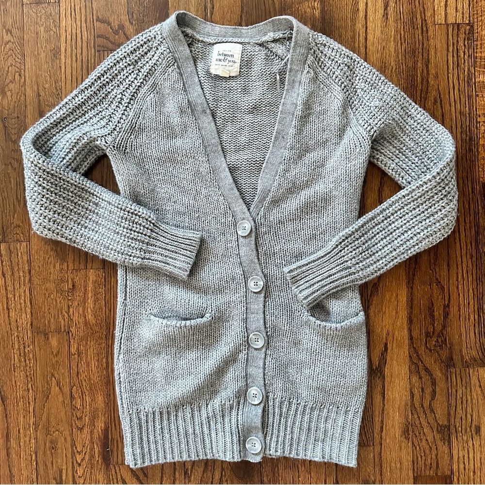 Between Me & You Wool Mix Gray Cardigan Small Button down